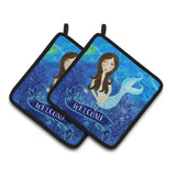 Caroline'S Treasures Welcome Mermaid Pair Of Pot Holders Vha3010Pthd, 7.5Hx7.5W, Multicolor