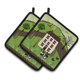 Caroline'S Treasures Folk Art Country House Pair Of Pot Holders, 7.5Hx7.5W, Multicolor