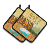 Caroline'S Treasures Retro Camper Camping Wander Pair Of Pot Holders, 7.5Hx7.5W, Multicolor