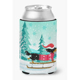 Caroline'S Treasures Merry Christmas Dachshund Can Or Bottle Hugger Cold-Beverage-Koozies, Cc, Multicolor