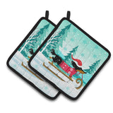 Caroline'S Treasures Merry Christmas Dachshund Pair Of Pot Holders, Multicolor
