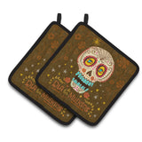 Caroline'S Treasures Day Of The Dead Pair Of Pot Holders, Multicolor