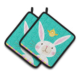 Caroline'S Treasures Happy Easter Rabbit Pair Of Pot Holders, Multicolor