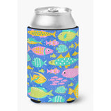 Caroline'S Treasures Little Colorful Fishes Can Or Bottle Hugger Cold-Beverage-Koozies, Cc, Multicolor