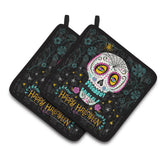 Caroline'S Treasures Happy Halloween Day Of The Dead Pair Of Pot Holders, Multicolor