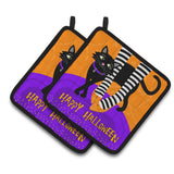 Caroline'S Treasures Halloween Witches Feet Pair Of Pot Holders, Multicolor