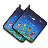 Caroline'S Treasures Peace On Earth Pair Of Pot Holders, Multicolor