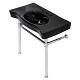 Fauceture VPB136K1ST Imperial Console Sink Basin with Stainless Steel Leg, Black/Polished Chrome