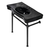 Fauceture VPB136K5ST Imperial Console Sink Basin with Stainless Steel Leg, Black/Oil Rubbed Bronze