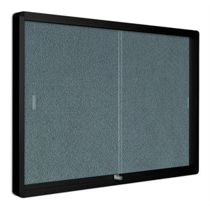 Grey Fabric Bulletin Enclosed Cabinet