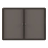 Grey Fabric Bulletin Enclosed Board Cabinet, Two Acrylic Swing Doors, 36 X 48, Graphite Aluminum Frame