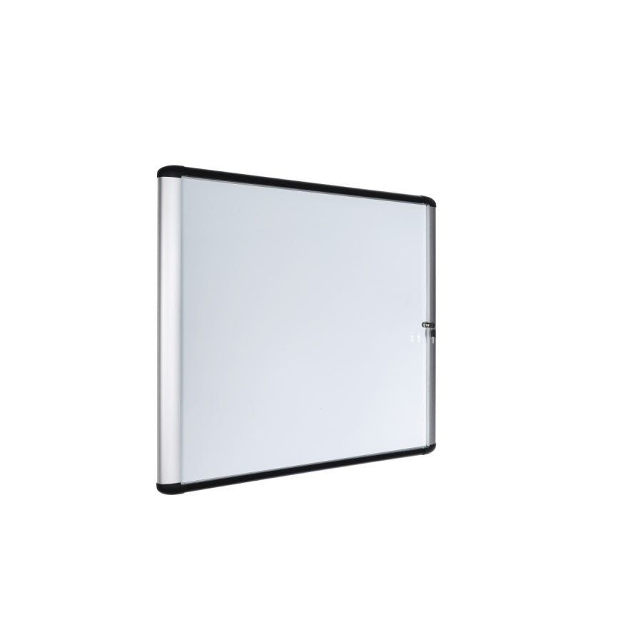 Mvi Magnetic Porcelain Dry-Erase Enclosed Board Cabinet, Glass Swing Door, 28 X 38.7, Aluminum Frame