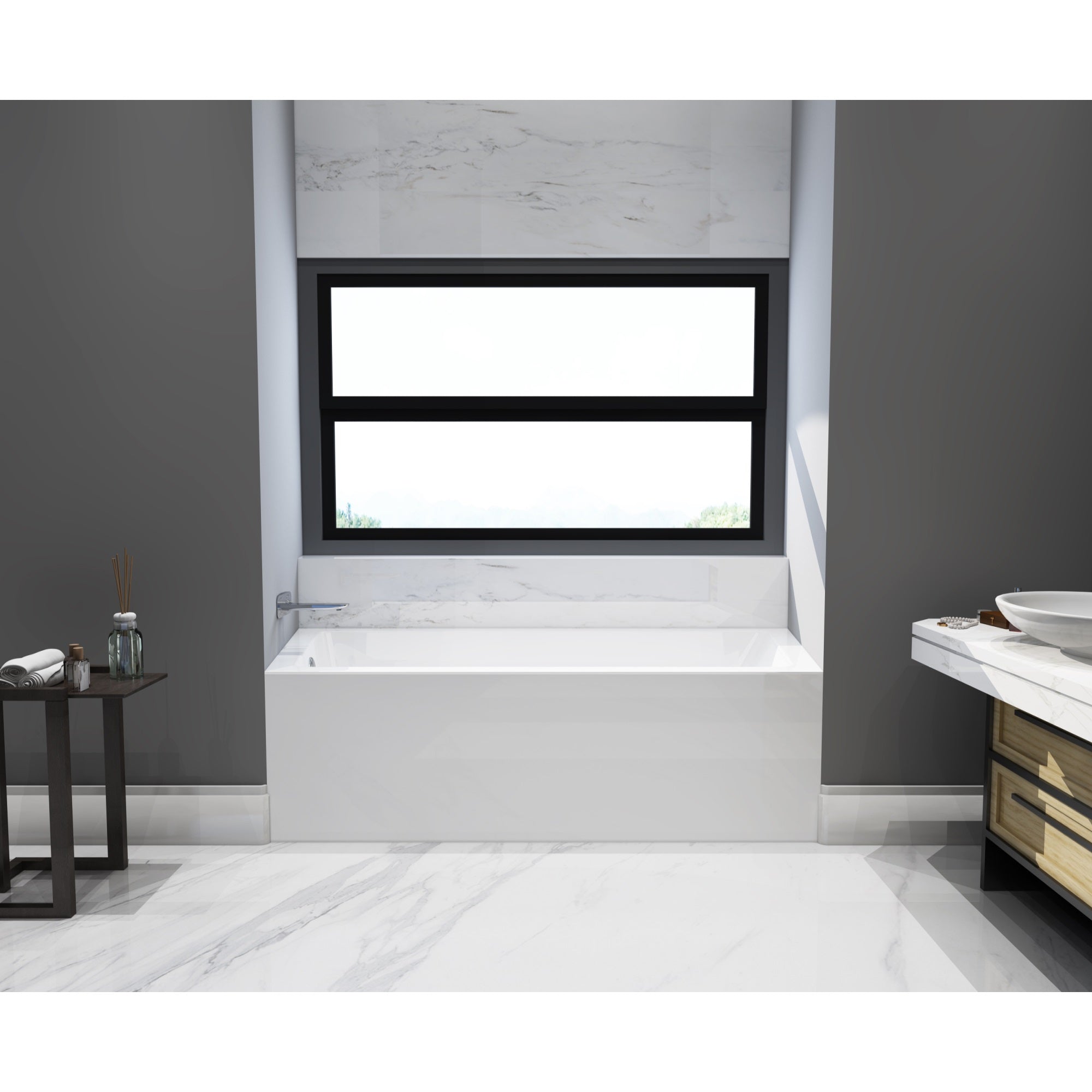 Aqua Eden Vtap663222L 66-Inch Acrylic Alcove Tub With Left Hand Drain Hole, White