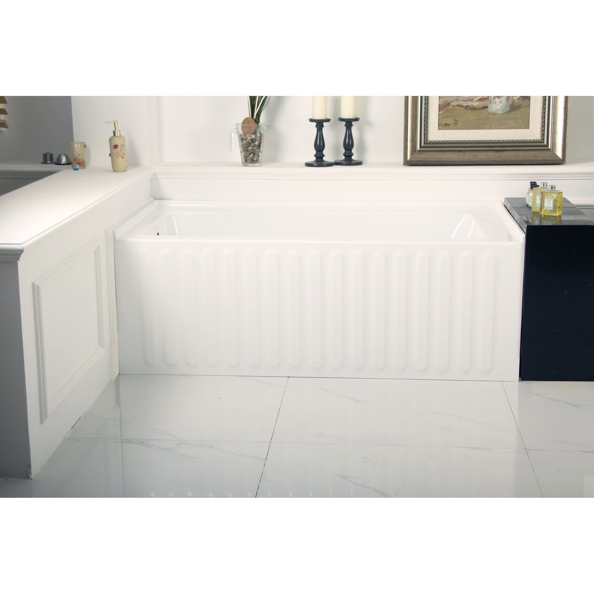 Aqua Eden Vtde603121L 60-Inch Acrylic Alcove Tub With Left Hand Drain Hole, White