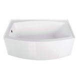 Aqua Eden Vtdr603022L 60-Inch Acrylic Curved Apron Alcove Tub With Left Hand Drain Hole, White