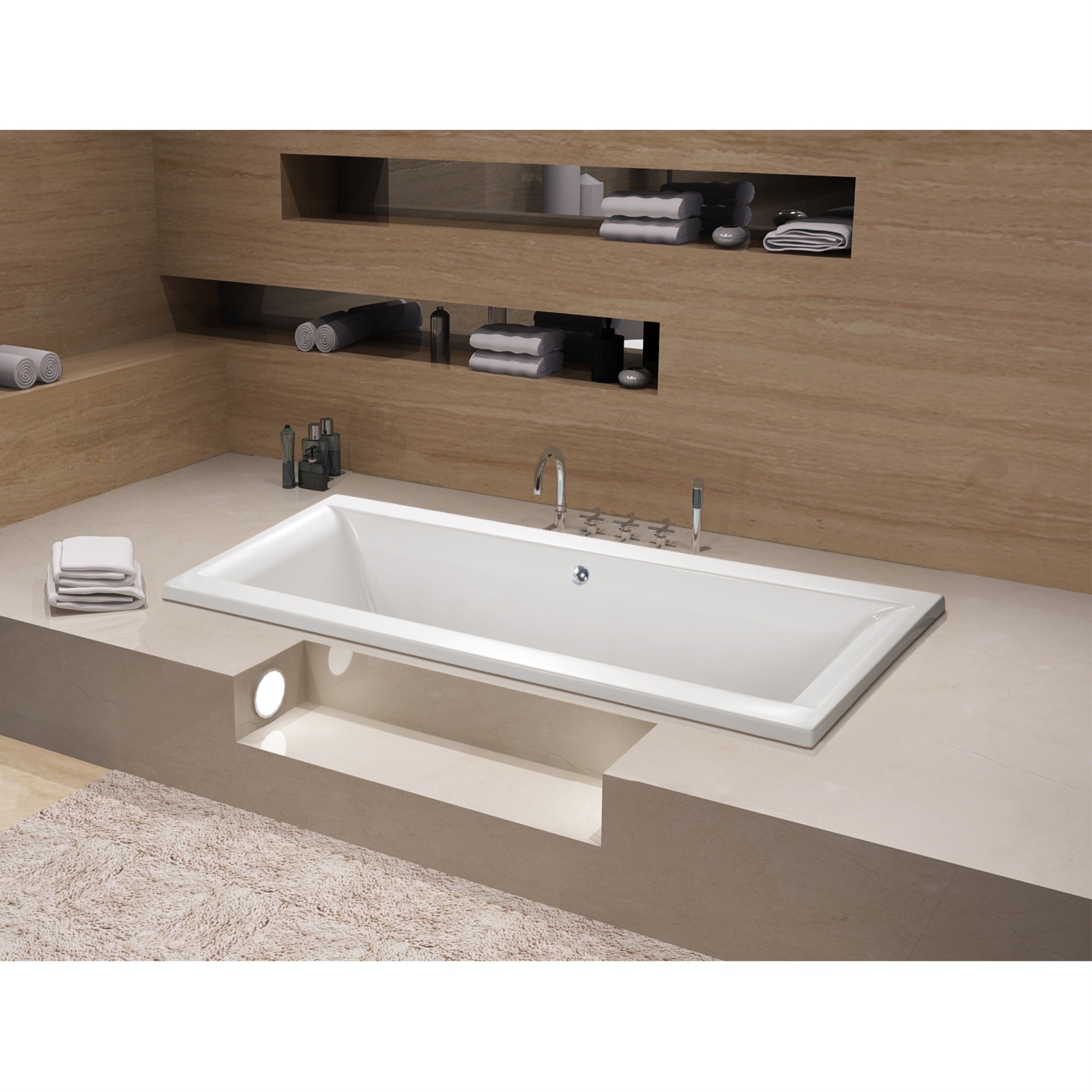 Aqua Eden Vtpn672817C 67-Inch Acrylic Rectangular Drop-In Tub With Center Drain Hole, White