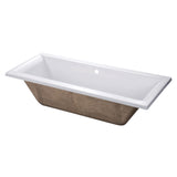 Aqua Eden Vtpn672817C 67-Inch Acrylic Rectangular Drop-In Tub With Center Drain Hole, White