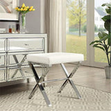 Elisabetta Vanity Bench, White, Chrome