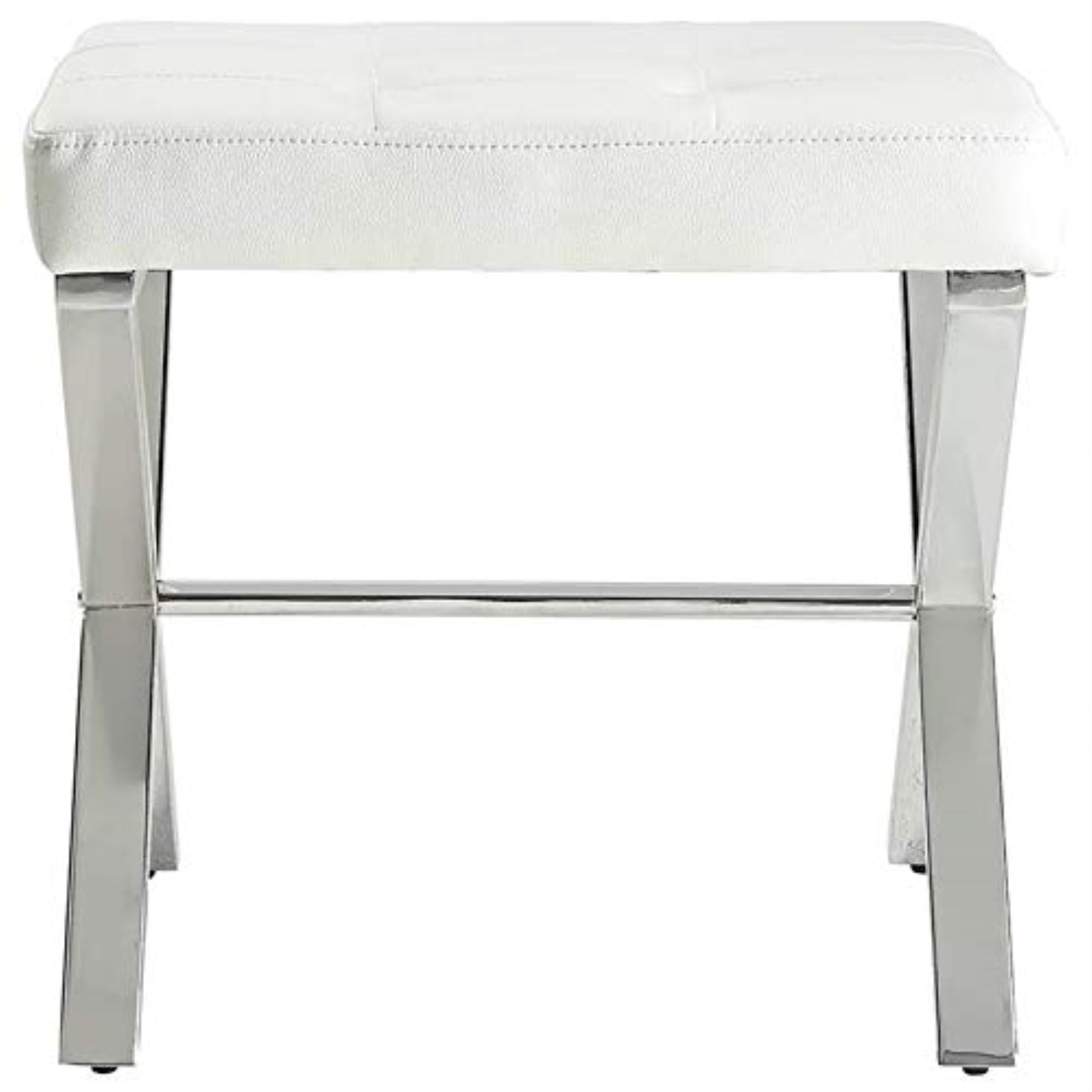Elisabetta Vanity Bench, White, Chrome