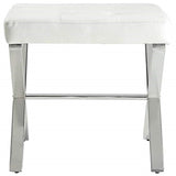 Elisabetta Vanity Bench, White, Chrome