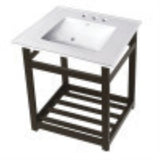Kingston Brass VWP2522W4A5 25Inch Ceramic Console Sink (4Inch, 3Hole), White/Oil Rubbed Bronze