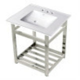 Kingston Brass VWP2522W4A6 25Inch Ceramic Console Sink (4Inch, 3Hole), White/Polished Nickel