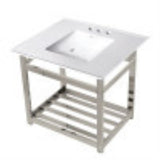 Kingston Brass VWP3122W4A6 31Inch Ceramic Console Sink (4Inch, 3Hole), White/Polished Nickel