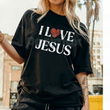 Vintage "I Love Jesus" Print T-Shirt - Retro 70s Christian Graphic Tee, Faith-Based Throwback Apparel, Classic Jesus Peace & Love Fan Gift