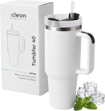THE CLEAN HYDRATION CO. Insulated Ceramic Coated 40 oz Tumbler with Handle - (Aqua)