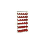 Bin System Unit, Stationary, Includes: (4) Posts, (7) Wire Shelves, (10) 18-1/2L X 6-5/8W X 7H (Qp1867) And (16) 18-1/2L X 8-3/8
