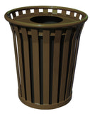 Ergode Wc3600-Ft-Bn-Vv Outdoor Trash Receptacle - Durable Steel, Flat Top Lid, Graffiti-Proof, Leveling Feet, Anchor Kit, Lid At