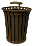 Ergode Wc3600-Rc-Bn-Vv Outdoor Trash Receptacle With Rain Cap Lid, Durable Steel Construction, Graffiti Deterrent, Leveling Feet
