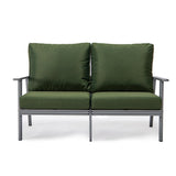 Leisuremod Walbrooke Modern Outdoor Patio Loveseat With Gray Aluminum Frame And Removable Cushions For Patio And Backyard Garden