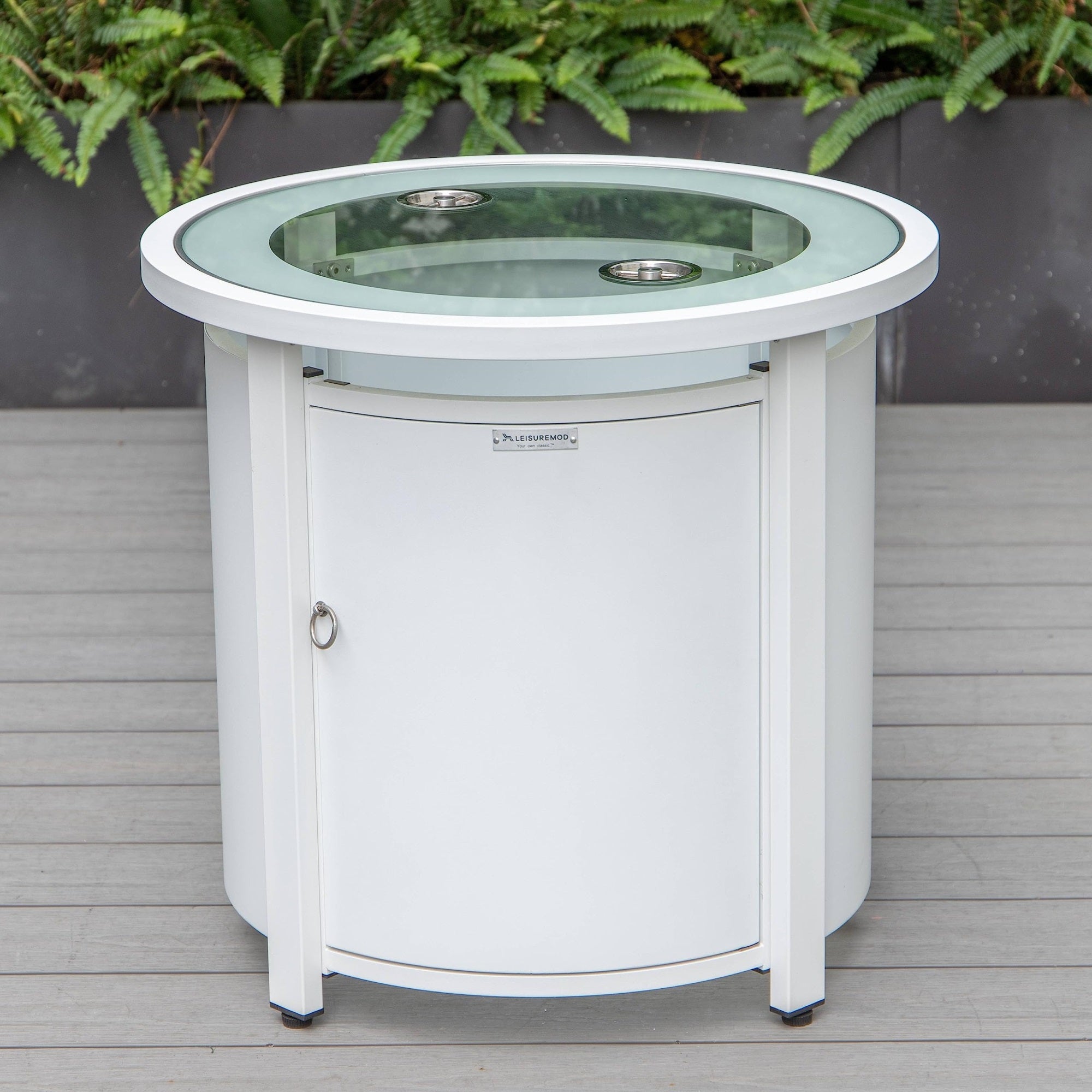 Leisuremod Walbrooke White Patio Round Tank Holder