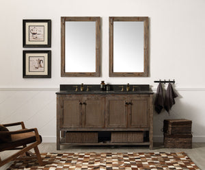 60 Solid Wood Sink Vanity With Moon Stone Top-No Faucet