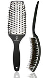INATEKPRO Curved Vented Boar Bristle Detangler Brush - WHITE | MEDIUM