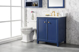 30 Blue Finish Sink Vanity Cabinet With Carrara White Top
