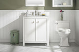 30 White Finish Sink Vanity Cabinet With Carrara White Top