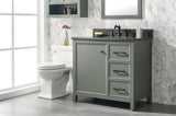 36 Pewter Green Finish Sink Vanity Cabinet With Blue Lime Stone Top