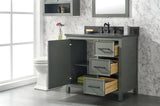 36 Pewter Green Finish Sink Vanity Cabinet With Blue Lime Stone Top