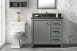 36 Pewter Green Finish Sink Vanity Cabinet With Blue Lime Stone Top