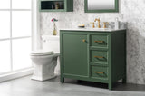 36 Vogue Green Finish Sink Vanity Cabinet With Carrara White Top