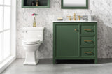 36 Vogue Green Finish Sink Vanity Cabinet With Carrara White Top