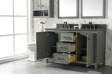 54 Pewter Green Finish Double Sink Vanity Cabinet With Blue Lime Stone Top