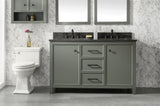 54 Pewter Green Finish Double Sink Vanity Cabinet With Blue Lime Stone Top