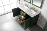 54 Vogue Green Finish Double Sink Vanity Cabinet With Carrara White Top