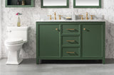 54 Vogue Green Finish Double Sink Vanity Cabinet With Carrara White Top