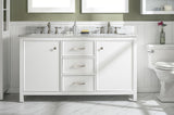 60 White Finish Double Sink Vanity Cabinet With Carrara White Top