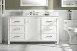 60 White Finish Single Sink Vanity Cabinet With Carrara White Top