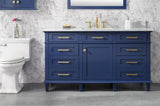 60 Blue Finish Single Sink Vanity Cabinet With Carrara White Top